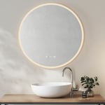 Heilmetz - Miroir de salle de bain rond avec éclairage Miroir de salle de bain led Diamètre 80cm Interrupteur Tactile, Anti-buée, Horloge Lumière