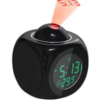 Digital LCD Projection Alarm Clock,Multifunction Digital LCD backlight display Thermometer Snooze Functio,Black