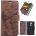 KM-WEN® Case for Sony Xperia XA2 Plus (6.0 Inch) Book Style Retro Scrub Pattern Magnetic Closure PU Leather Wallet Case Flip Cover Case Bag with Stand Protective Cover Brown