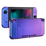 eXtremeRate Glossy Back Plate for Nintendo Switch Console, NS Joy con Handheld Controller Housing with Full Set Buttons, DIY Replacement Shell for Nintendo Switch - Chameleon Purple Blue