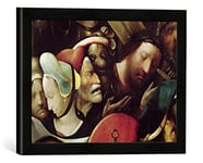 Kunst für Alle 'Encadré Image de Hieronymus Bosch The Carrying of The Cross. Detail of Christ and St. Veronica, Impression d'art dans Le Cadre de Haute qualité Photos Fait Main, 40 x 30 cm, Noir Mat