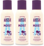 Aussie Shampoo Miracle Moist Mini 90ml | Hydrating | Travel Size | Hair Care X 3