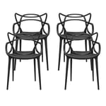 Kartell - Masters Chair 5866 Black 4-pack - Matstolar - Philippe Starck - Svart - Plast