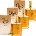 3x Revlon Charlie GOLD EAU Fraiche Natural Spray 100ml Women's Fragrance