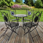 Marko (5PC Lisbon Mosaic Bistro Set) Set Outdoor Patio Garden Design Furniture Table and Chairs Multicoloured