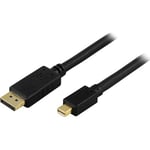 Deltaco DisplayPort till Mini DisplayPort monitorkabel, 2m, svart