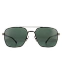 Hugo Boss Square Mens Matte Ruthenium Green Sunglasses - Grey Metal - One Size