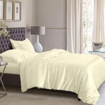 Brit Cotton Egyptian Cotton 200 Thread Duvet Cover Set Quilt Case Sateen Soft Easy Care Non Iron Plain Organic Natural Fabric Hotel Quality Double (Cream, Double)