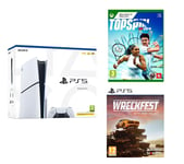 Sony PlayStation 5 (Model Group - Slim), Wreckfest & TopSpin2k25 Bundle, White