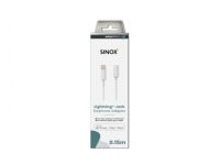 Sinox PRO Lightning Jack adapter m/original Apple™ chip. 0,15m. Hvid