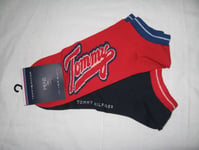BNWT - TOMMY HILFIGER Mens Trainer Socks  Red Navy Blue   Size 6 - 8   2 Pairs