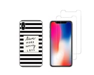 IPHONE 10 IPHONE X - Combo (1 Gel Case Cover+2 Glasses Soaked) - Traits Black