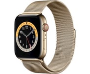 Apple Watch Series 6 GPS + Cellular, 44mm Gold Stainless Steel Case with Gold Milanese Loop - B-vare