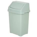 Mint Green/Silver Sage, 25l Litre Plastic Swing Bin Home/Office/Kitchen Rubbish Waste Dustbin Trash Swing Lid Bin