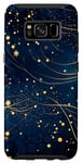 Coque pour Galaxy S8 Jolie étoile scintillante bleu nuit dorée