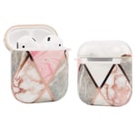 Imikoko Airpods Case Shiny Cover for Apple AirPods 1 2 with Silver Glitter Lines Stylish Pink Splice Airpods Skin Protective Soft TPU Shockproof Earphones Earpods Earbuds Case