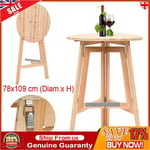 Foldable Bar Table 78cm Fir Wood Side End Coffee Dining Breakfast Stand Garden