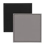 I Style Reversible Faux Leather Coasters with Border Stitch, Grey/Black, 10 x 10 x 2.5 cm