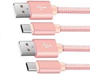 NWNK13 USB C Cable Type C Fast Charging Cable for Huawei P30 pro P30 P30 lite Nylon Braided Phone Charger Cable Lead Wire Sync Cord rosegold 2mt