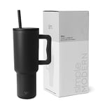 Simple Modern 40 oz Tumbler with Handle and Straw Lid | Insulated Reusable Stainless Steel Water Bottle Travel Mug Iced Coffee Cup | Valentines Gifts Him Her | Trek Collection | 40oz | Midnight Black