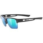 uvex Sportstyle 805 CV - Outdoor Glasses for Men and Women - Mirrored Lenses - Contrast Enhancing - Black Matt/Green - One Size