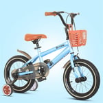 LYN Kids Bike, Kids Bike For 3-9 Years Girls & Boys,Childrens Bicycle With Training Wheels & Hand Brakes, 95% Assembled (Color : Blue, Size : 14inch)