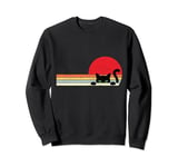 Vintage Sunset Black Cat Funny Peek a Boo Sweatshirt