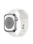 Watch Series 8 GPS + Cellular 41mm Silver Stainless Steel Case with White Sport Band