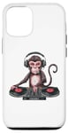 Coque pour iPhone 15 Pro Monkey Casque de DJ amusant pour homme, femme, enfant