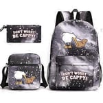 Capybara Skolväska Ryggsäck Pennfodral Axelväska Tre-delad Set _16