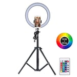YanFeng LED Ring Light, Dimmable RGB Selfie Ring Lamp Desk Makeup Ring Light with Tripod Stand Phone Clip