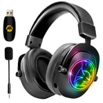 EMPIRE GAMING - WarCry P-W2 Casque Gamer RGB sans Fil WiFi avec Microphone Détachable - PS5 / PS4 / PC/Mac/Switch - 2.4 GHz Wireless - Son Stéréo Surround - Antibruit - 3.5 mm Jack