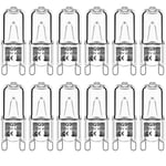 12-pack G9 halogenlampor 42W 230V 2800K varmvit 580lm, klara kapselhalogenlampor dimbara, ingen stroboskop, inget flimmer