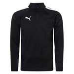 PUMA Träningströja teamLIGA 1/4 Blixtlås - Svart/Vit, storlek Medium