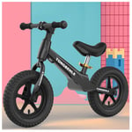QMMD 12.5 Inch Balance Bike for 2-6 year old Boy Girls Lightweight Balance Training Bicycle No Pedals for Kids Ride On Bicycle Adjustable seat Ride-On Toys Gifts,H black