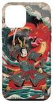 Coque pour iPhone 12 mini Duel de dragon samouraï : Art tempête d'océan