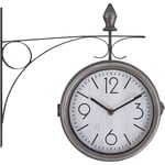 Beliani - Horloge Murale Type de Gare Double Face 26 cm de Diamètre Accessoire Déco au Style Rétro Vintage Parfait pour Couloir ou Entrée