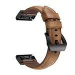 Garmin Fenix 5 - Äkta Läder armband 22mm Passar för handledsomkrets 135-225mm Ljusbrun