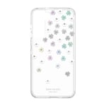 Kate Spade New York Galaxy S22 5G Defensive Hardshell Case - Scattered Flowers Iridescent / Clear / Gems / White Bumper