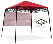 EAGLE PEAK Pop-up Tente de Voyage avec Pieds inclinés réglables Portable Pliable 2.4x2.4m, tonnelle compacte Facile a Installer pour Une Personne, auvent pour Camping Sac à Dos Inclus (Rouge)