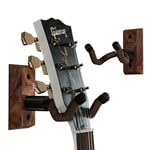 String Swing Guitar Hanger - Holder for Electric Acoustic and Bass Guitars - Stand Accessories Home or Studio Wall - Musical Instruments Safe without Hard Cases - Black Walnut Hardwood CC01K-BW 2-Pack