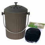 Slate Grey Bamboo Fibre Kitchen Compost Caddy/Food Bin & 2 Filters