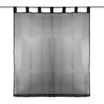 Tiga - 1PC Top Voile Net Panneaux Voiles Rideaux de Fenêtre pour Chambre Salon (noir, 1 panneau 137x140cm)