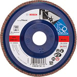 Bosch 2608607341 X571 Flap Disc for Metal Plastic Backed Straight, 125mm Ø, 120 Grit, Blue/Brown