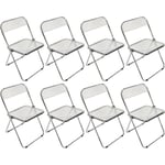 Haloyo lot de 8 Acrylique transparent Chaise, Chaise Pliante Moderne，Assise Plastique, pour Salle à Manger, 46 x 46 x 75cm,Blanc