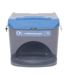 Glasdon Nexus Stack 30L Confidential Waste Bin (Dark Grey, Blue Sticker) – Lockable Paper Bin for Office – Stackable Recycling Bin for Private Documents – 30-Litre Secure Waste Bin with Keyed Lock