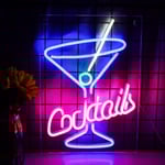 Cocktails Neon Skyltar Rosa Blå Led Neon Ljus Cocktail Glas Brev Neon USB Ljusskylt för Väggdekor för Bar Fest Ho