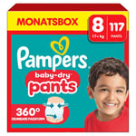 Pampers Baby-Dry Pants, storlek 8 Extra Large , 19kg+, månadsbox (1 x 117 blöjor
