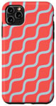 Coque pour iPhone 11 Pro Max Red Grey Wavy Lines Curve Row Sound Wave Retro Pattern