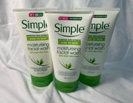 3x SIMPLE Kind To Skin Moisturising Facial Wash 150 ml